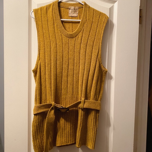 Vintage mustard yellow sweater vest dress